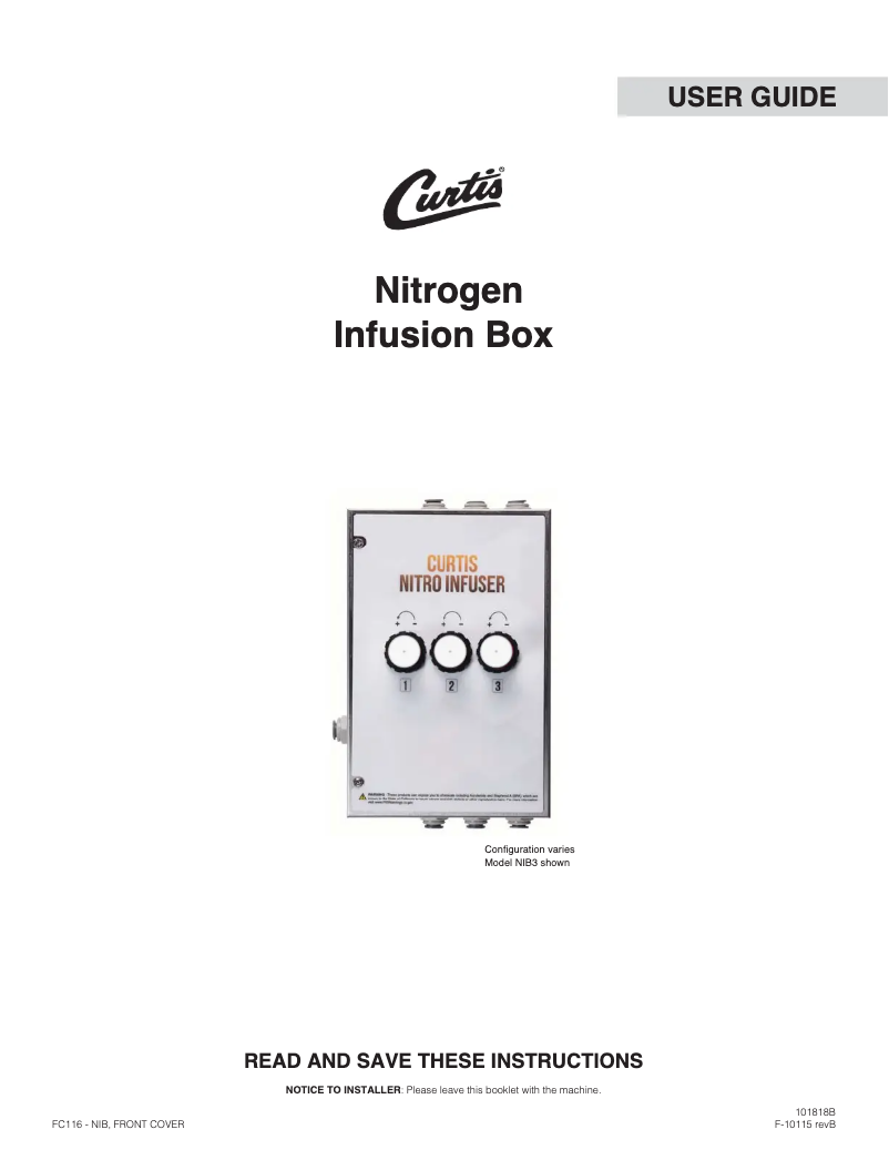 Page n°1 - Manuel utilisateur Wilbur Curtis NIB2