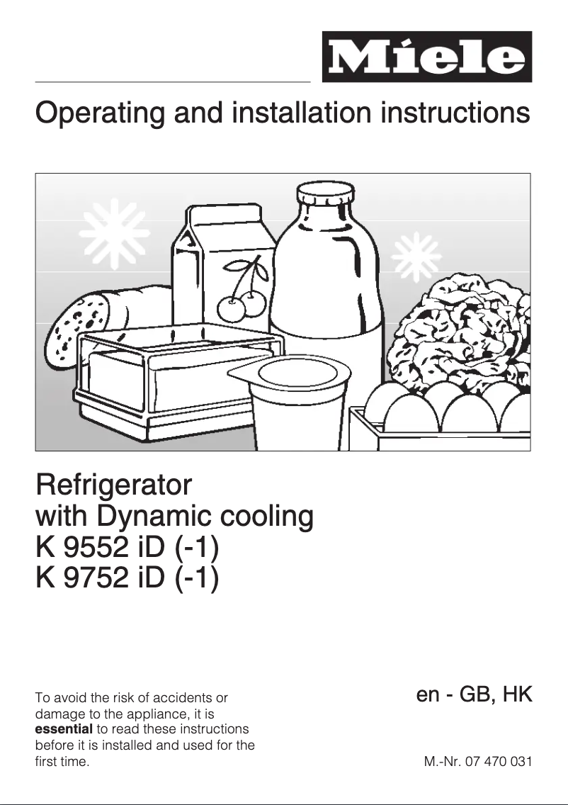Page 1 de la notice Manuel utilisateur Miele K 9752 iD