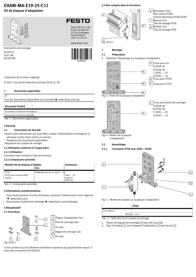 Page 1 de la notice Manuel utilisateur Festo EHAM-MA-E19-25-C11