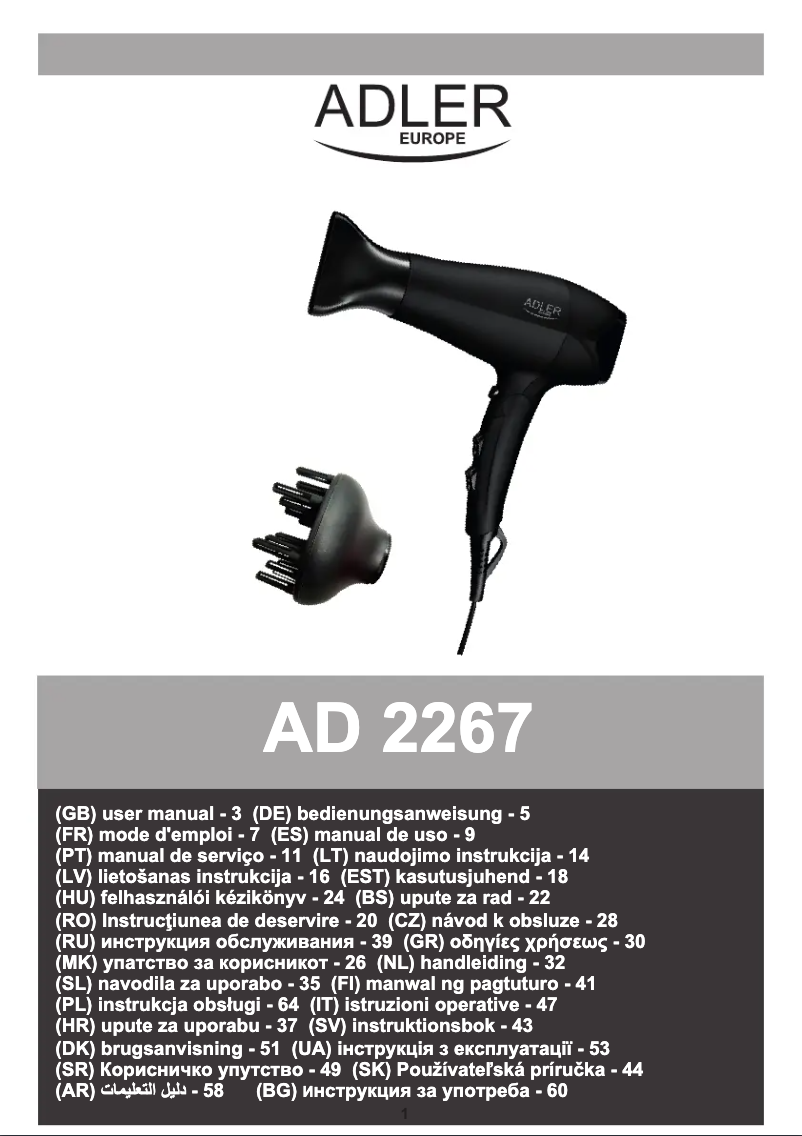 First page image of the manual for AD 2267