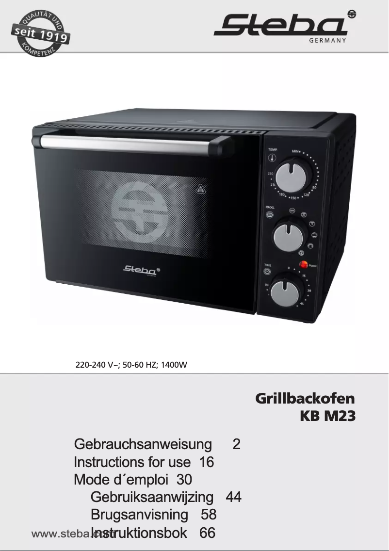 Page 1 de la notice Manuel utilisateur Steba KB M23