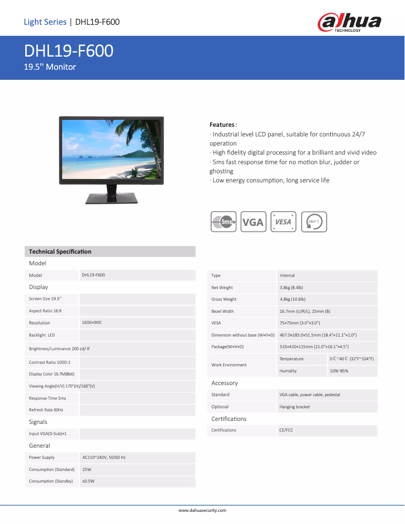 Image de la première page du manuel de l'appareil DHL19-F600