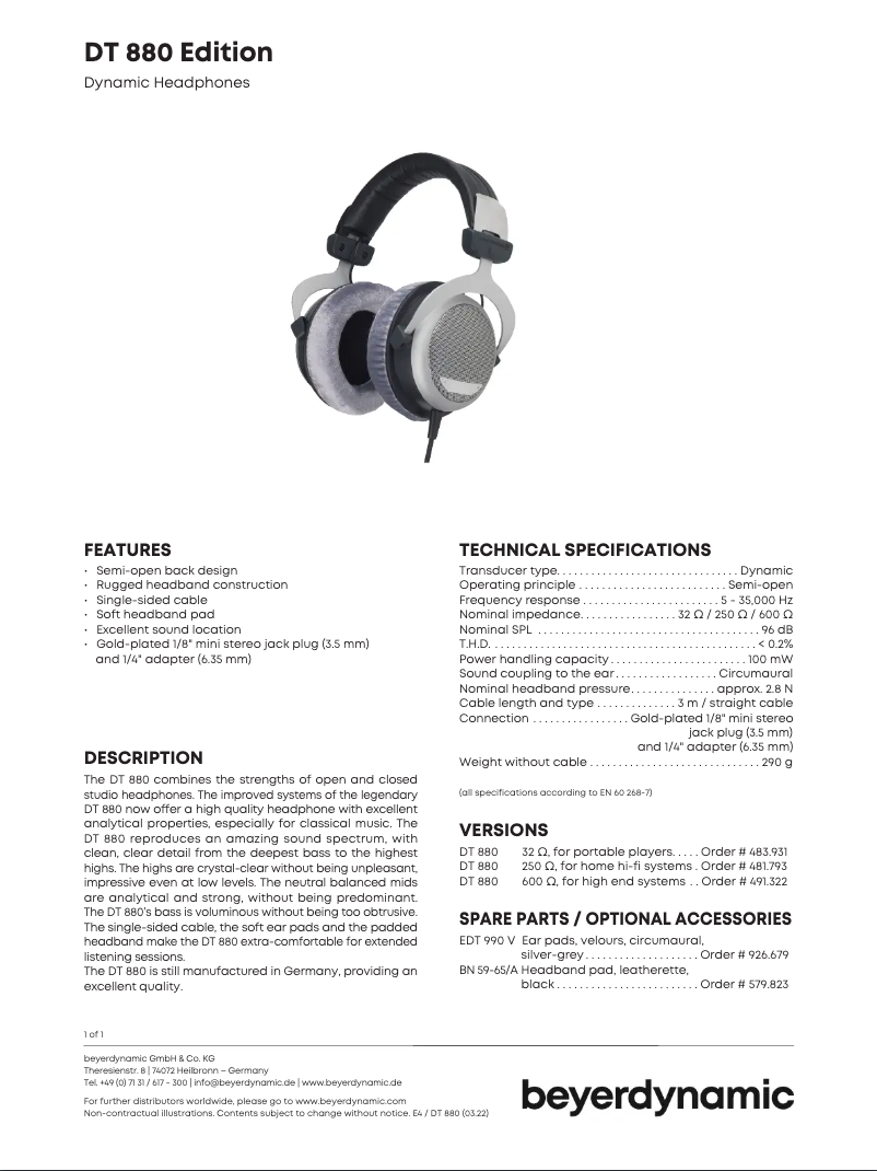 Image de la première page du manuel de l'appareil DT 880 Edition