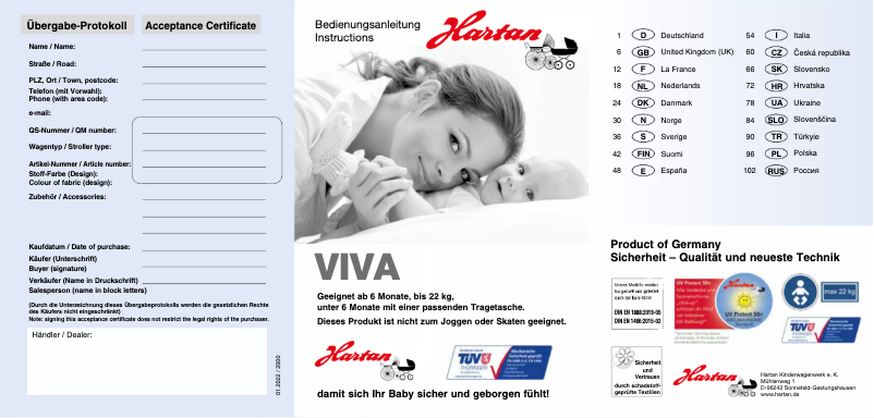 Page n°1 - Manuel utilisateur Hartan Viva GTR