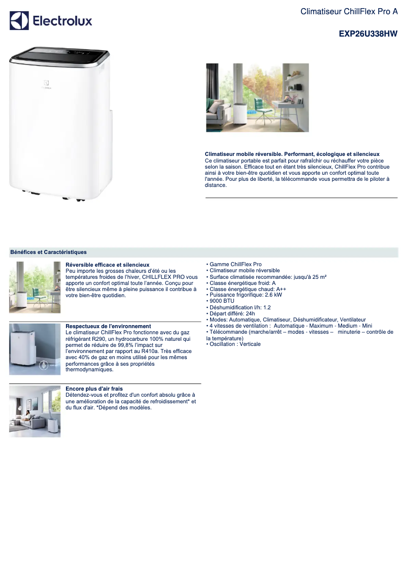 Page n°1 - Fiche technique Electrolux EXP26U338HW