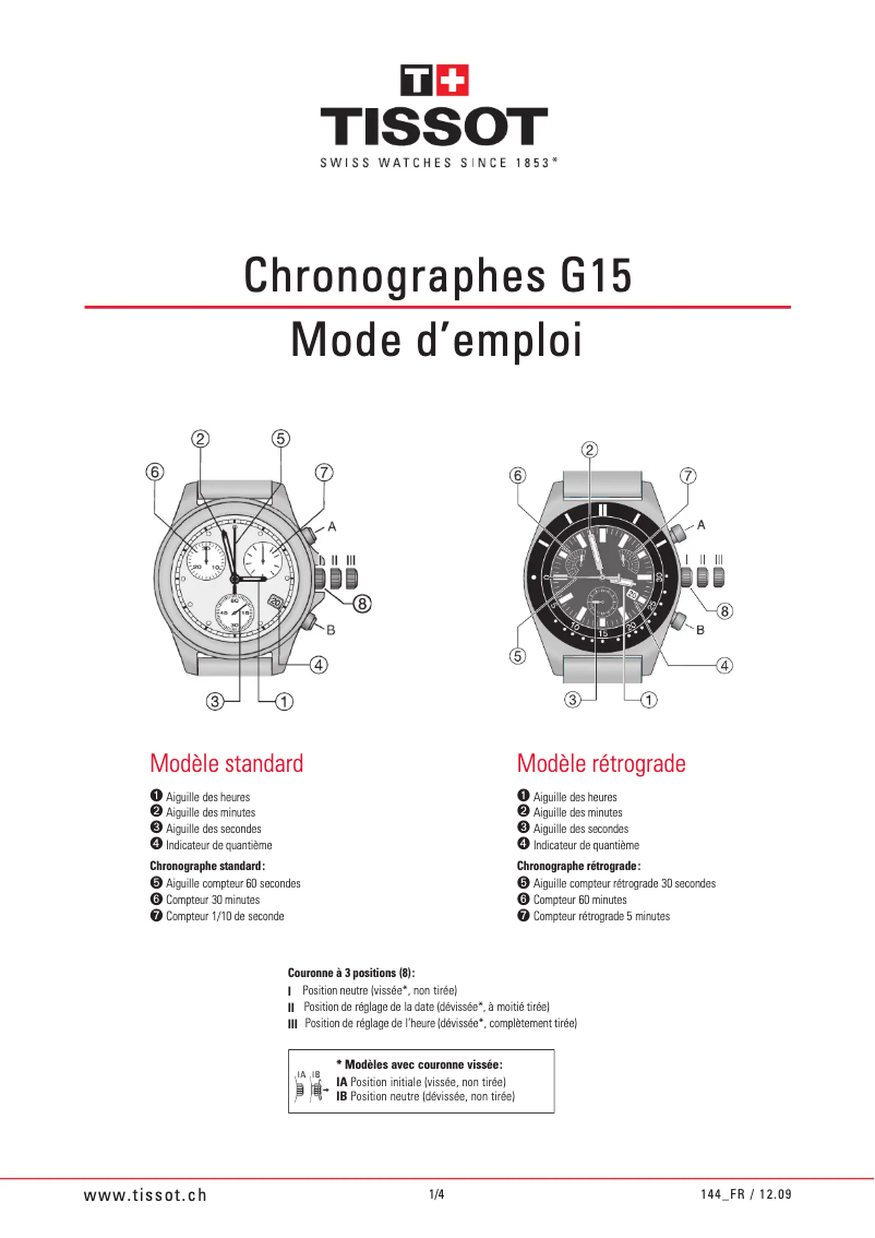 Page 1 de la notice Manuel utilisateur Tissot PRC 200 Quartz Lady Caribbean