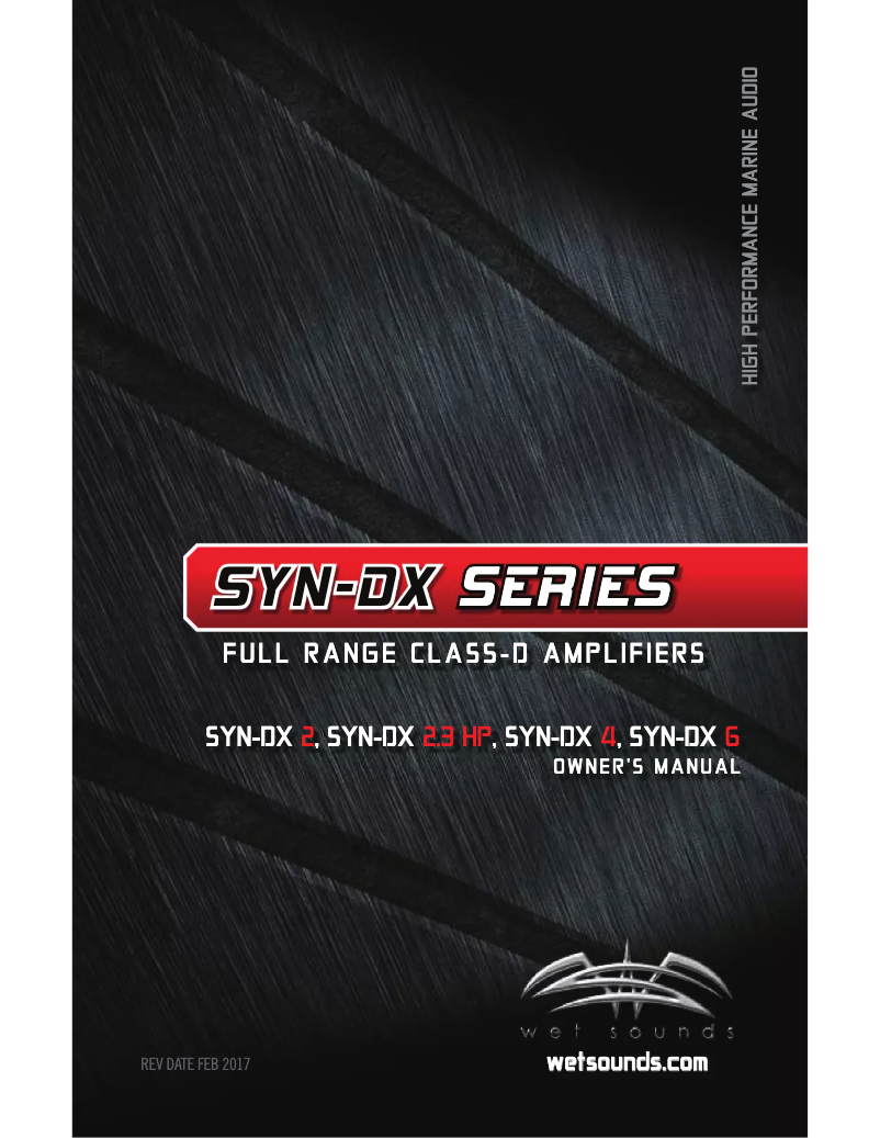 Page 1 de la notice Manuel utilisateur Wet Sounds SYN-DX 6