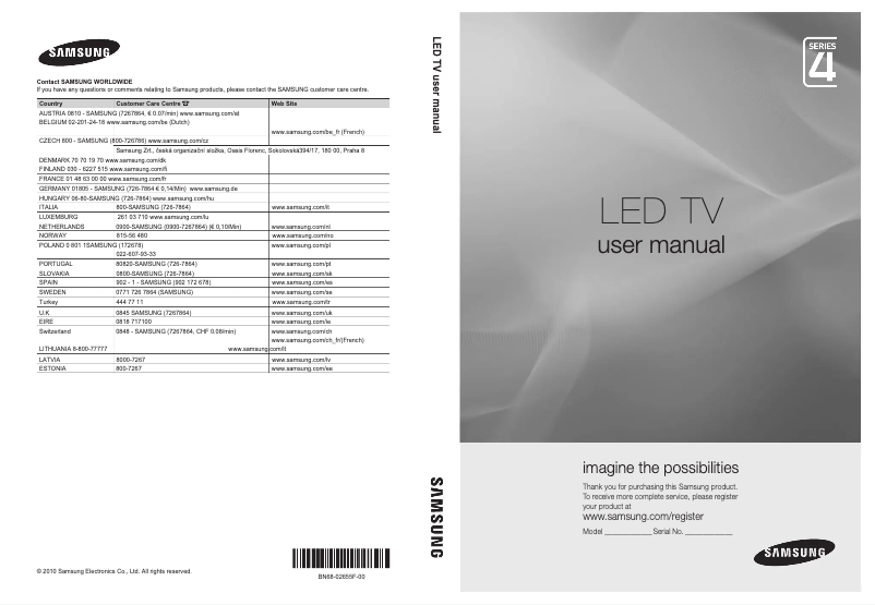 Page n°1 - Manuel utilisateur Samsung UE22C4005PW