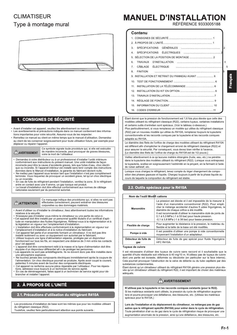 Image de la première page du manuel de l'appareil ASYG07LMCE