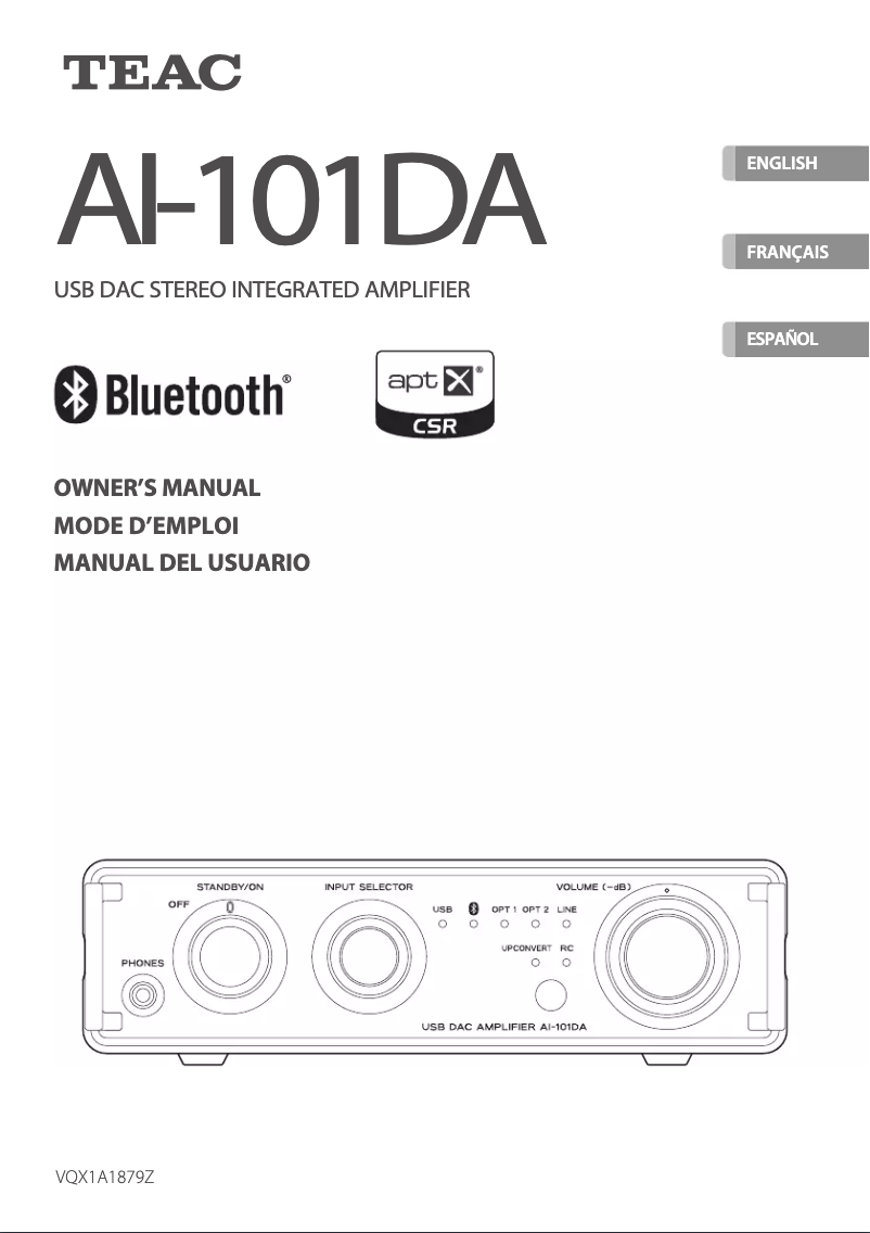 Page n°1 - Manuel utilisateur Teac AI-101DA