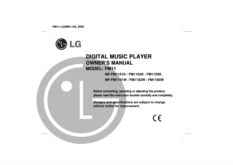 Page 1 de la notice Manuel utilisateur LG MF-FM11S2W