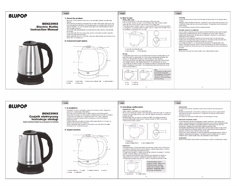Page 1 de la notice Manuel utilisateur Blupop BEN229KS