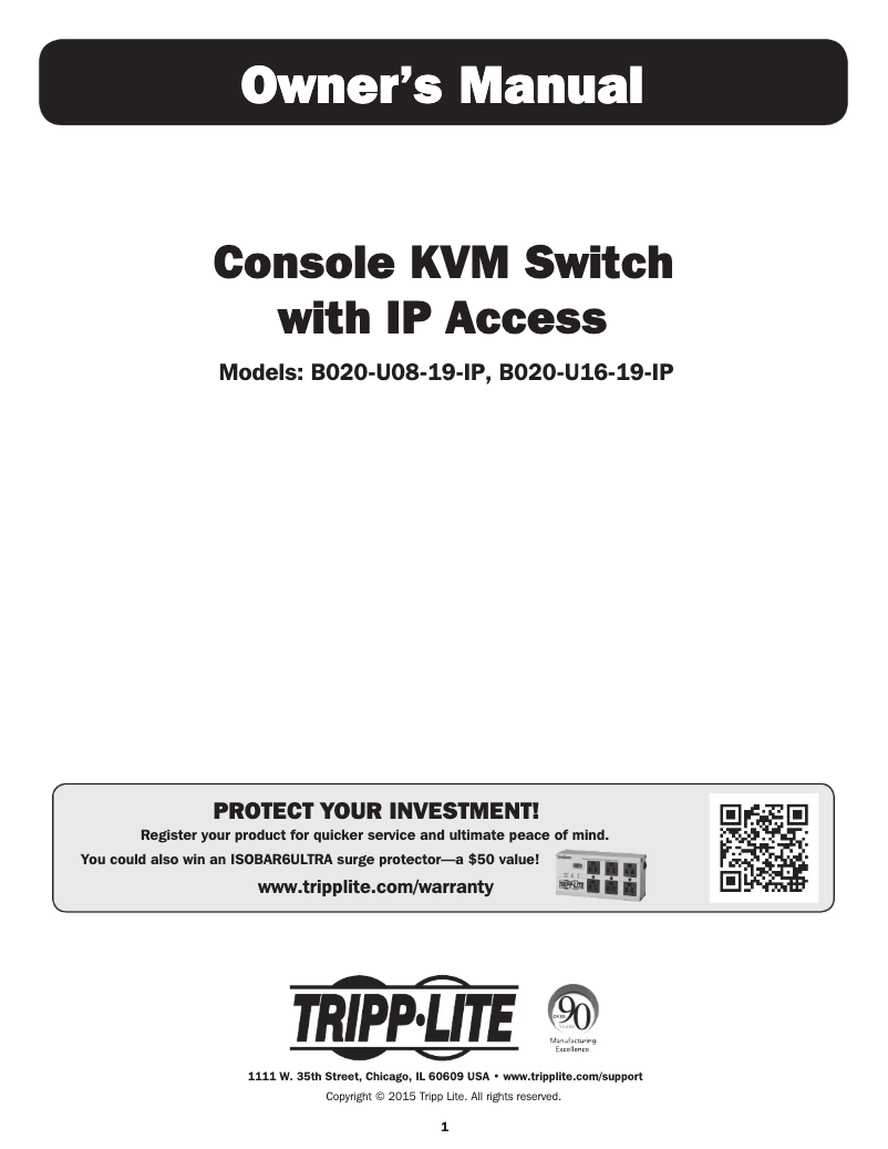 Page 1 de la notice Manuel utilisateur Tripp Lite NetDirector B020-U16-19-IP