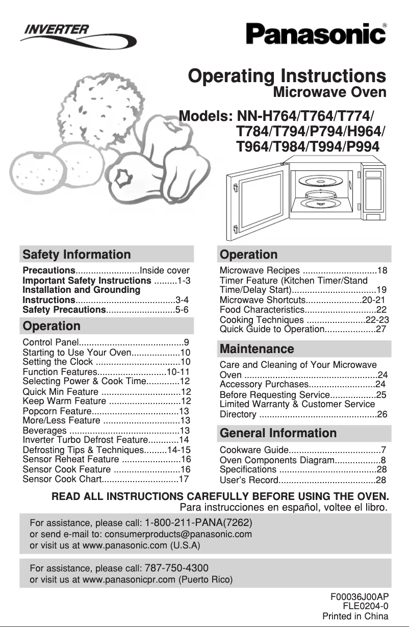 Image de la première page du manuel de l'appareil Inverter NN-P994