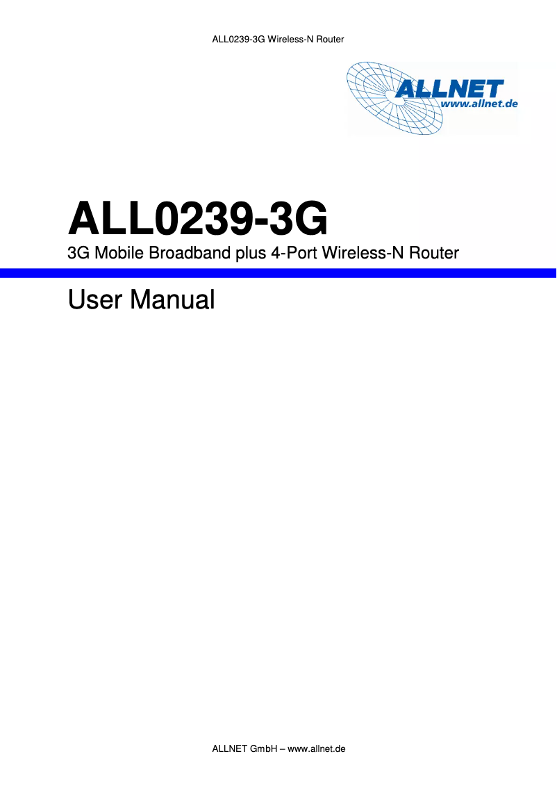Page 1 de la notice Manuel utilisateur Allnet ALL0239-3G