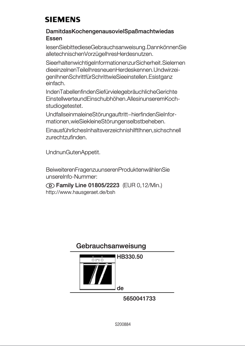 Page 1 de la notice Manuel utilisateur Siemens HB330250