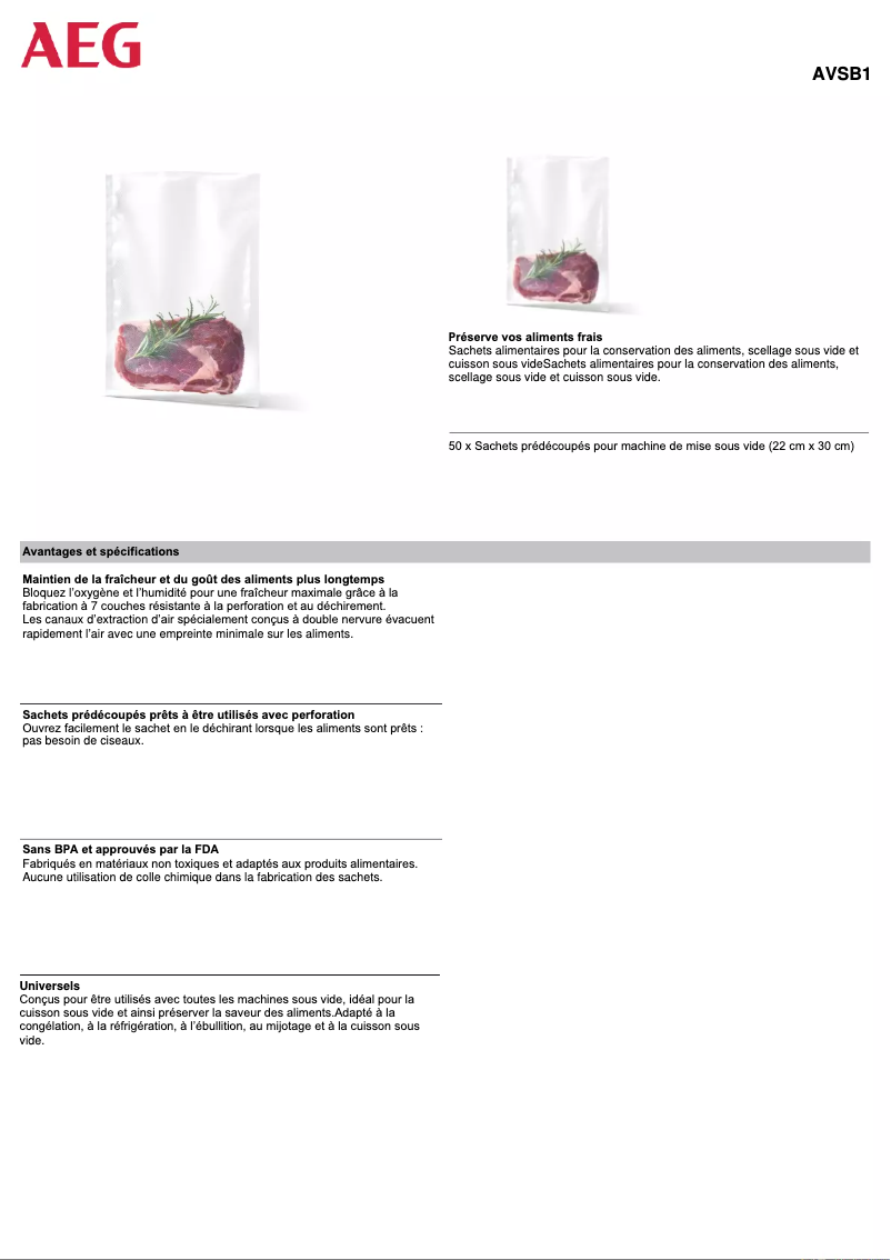 Page n°1 - Manuel utilisateur AEG AVSB1