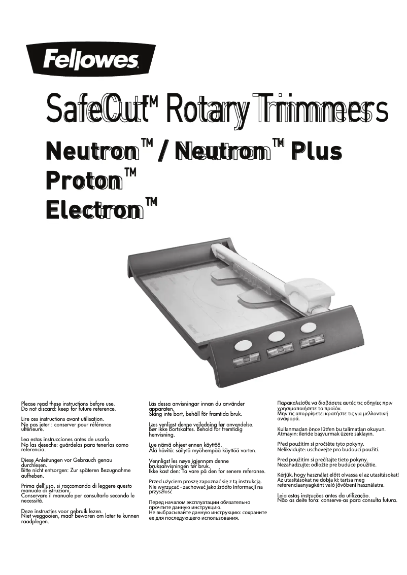 Page 1 de la notice Manuel utilisateur Fellowes Neutron A4