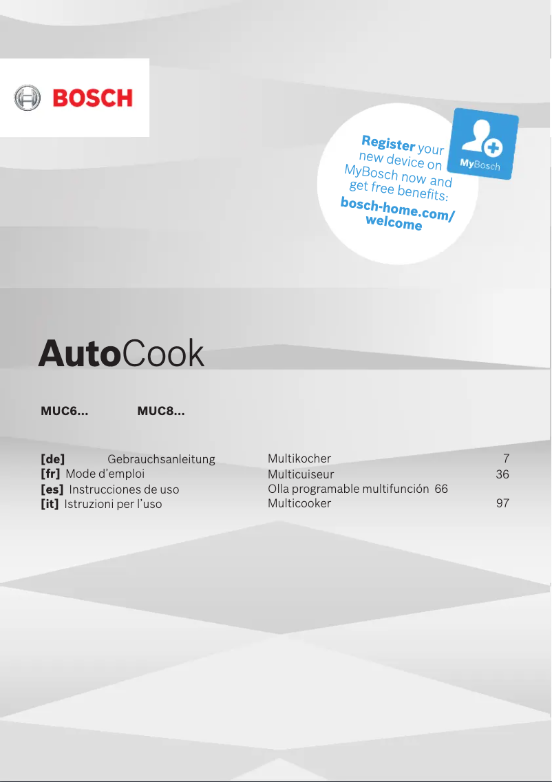 Page n°1 - Manuel utilisateur Bosch MUC88B68