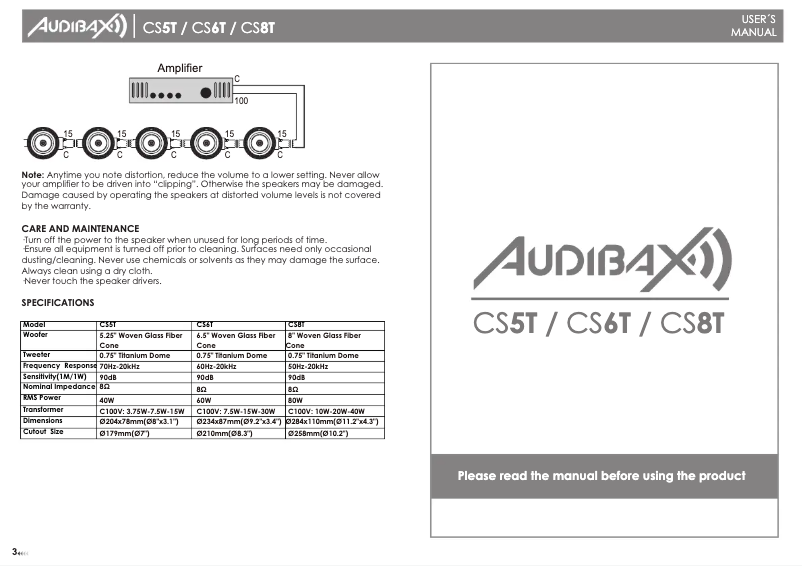 Page n°1 - Manuel utilisateur Audibax CS8T