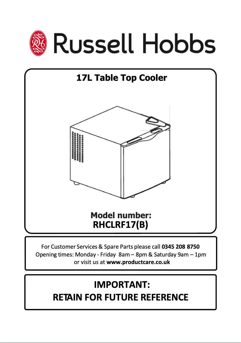Page 1 de la notice Manuel utilisateur Russell Hobbs RHCLRF17