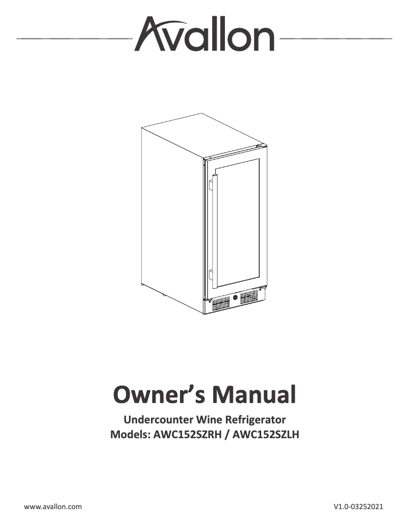 Page n°1 - Guide d'installation Avallon AWC152SZRH