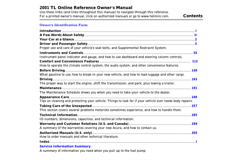 Image de la première page du manuel de l'appareil TL (2001)