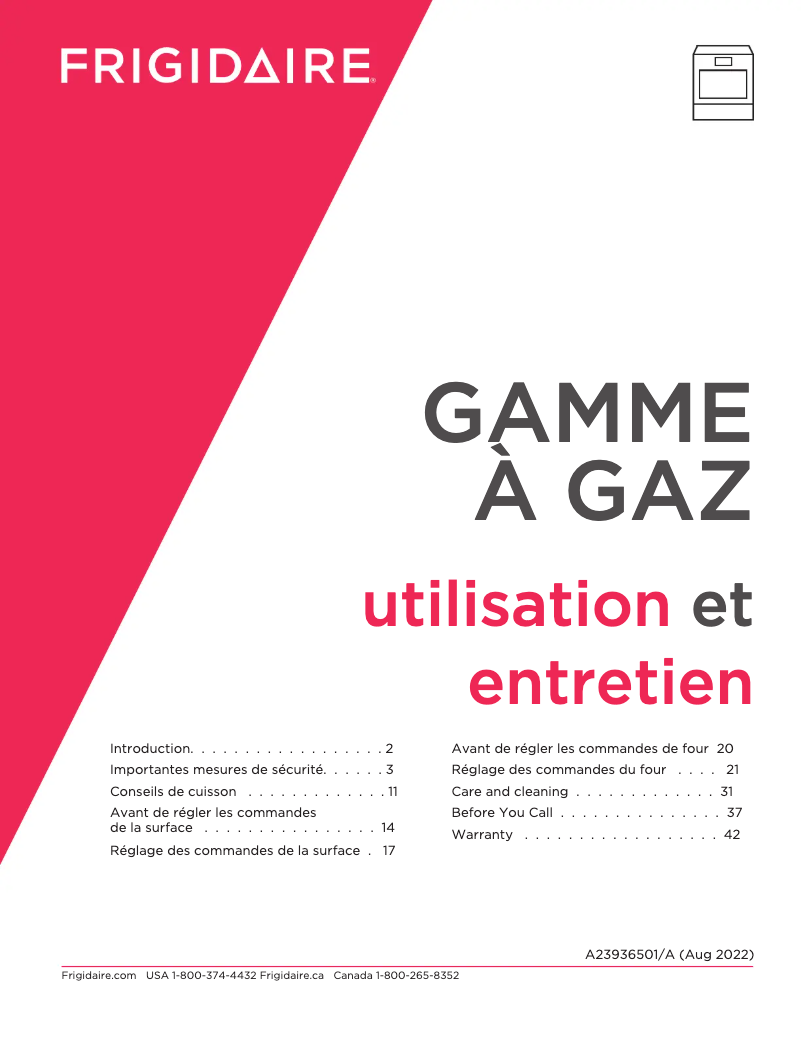 Page n°1 - Manuel utilisateur Frigidaire FCFG3062AS