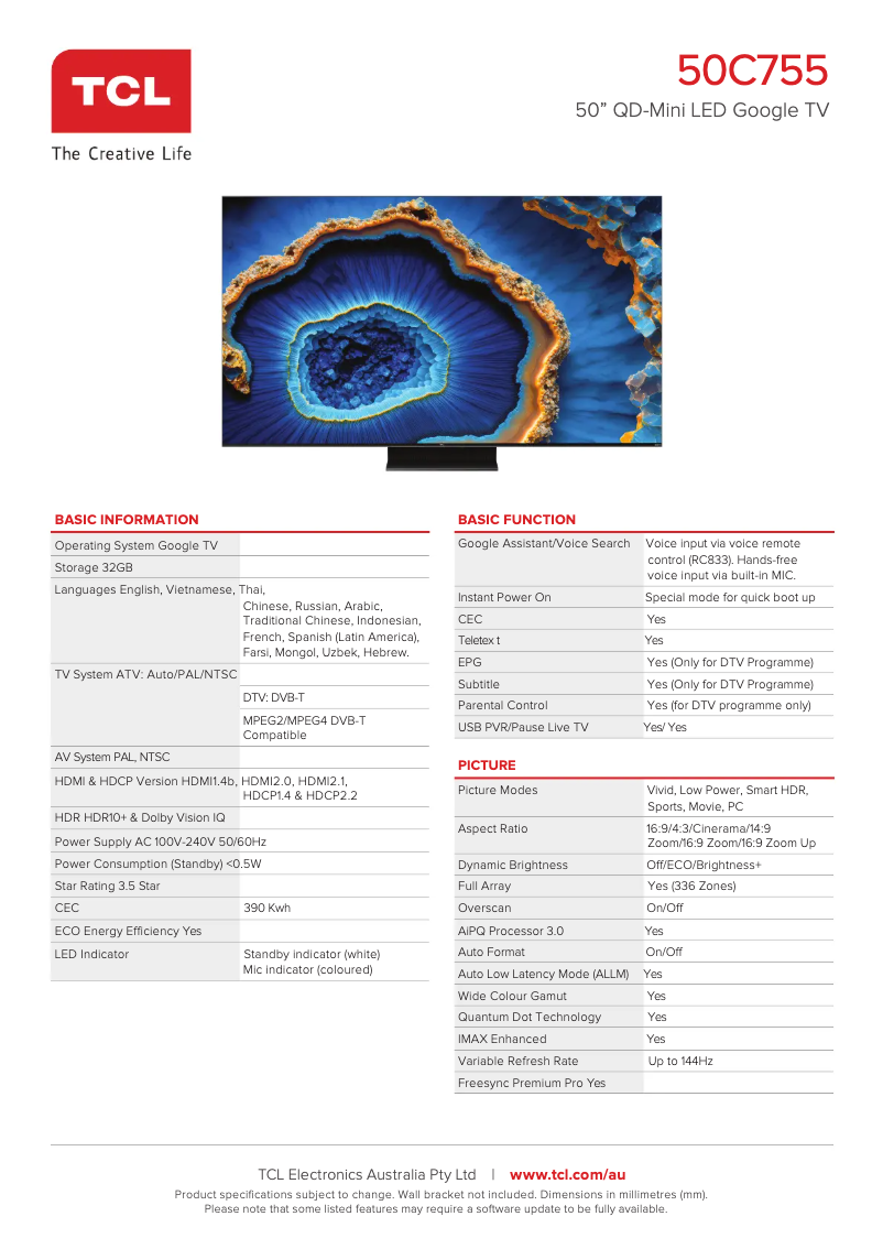 First page image of the manual for 50C755