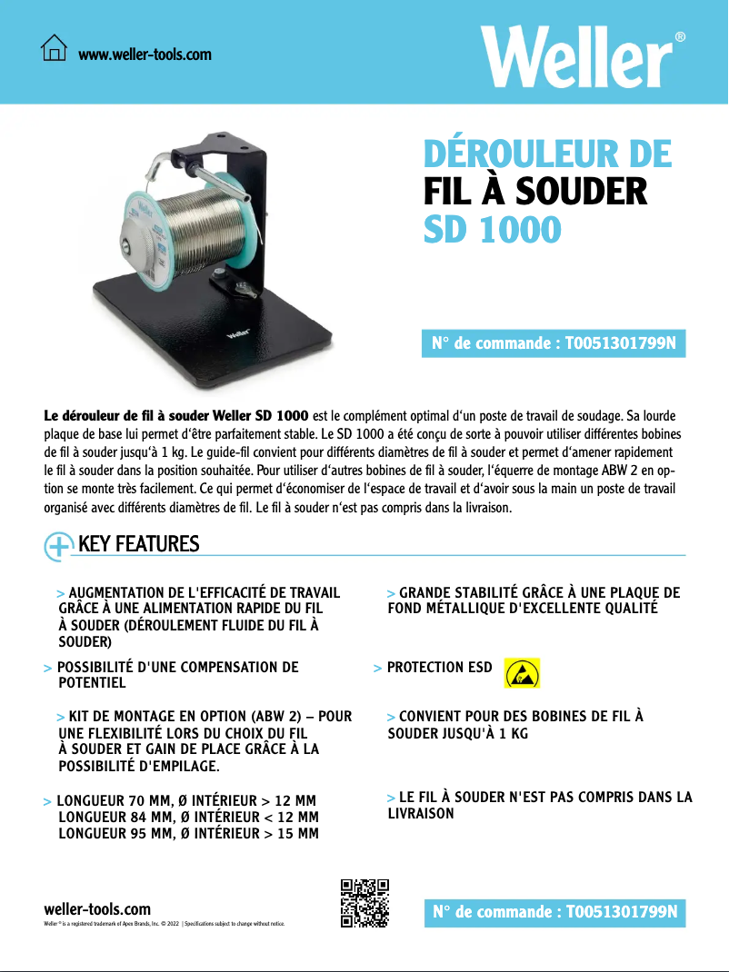 Page n°1 - Manuel utilisateur Weller SD 1000