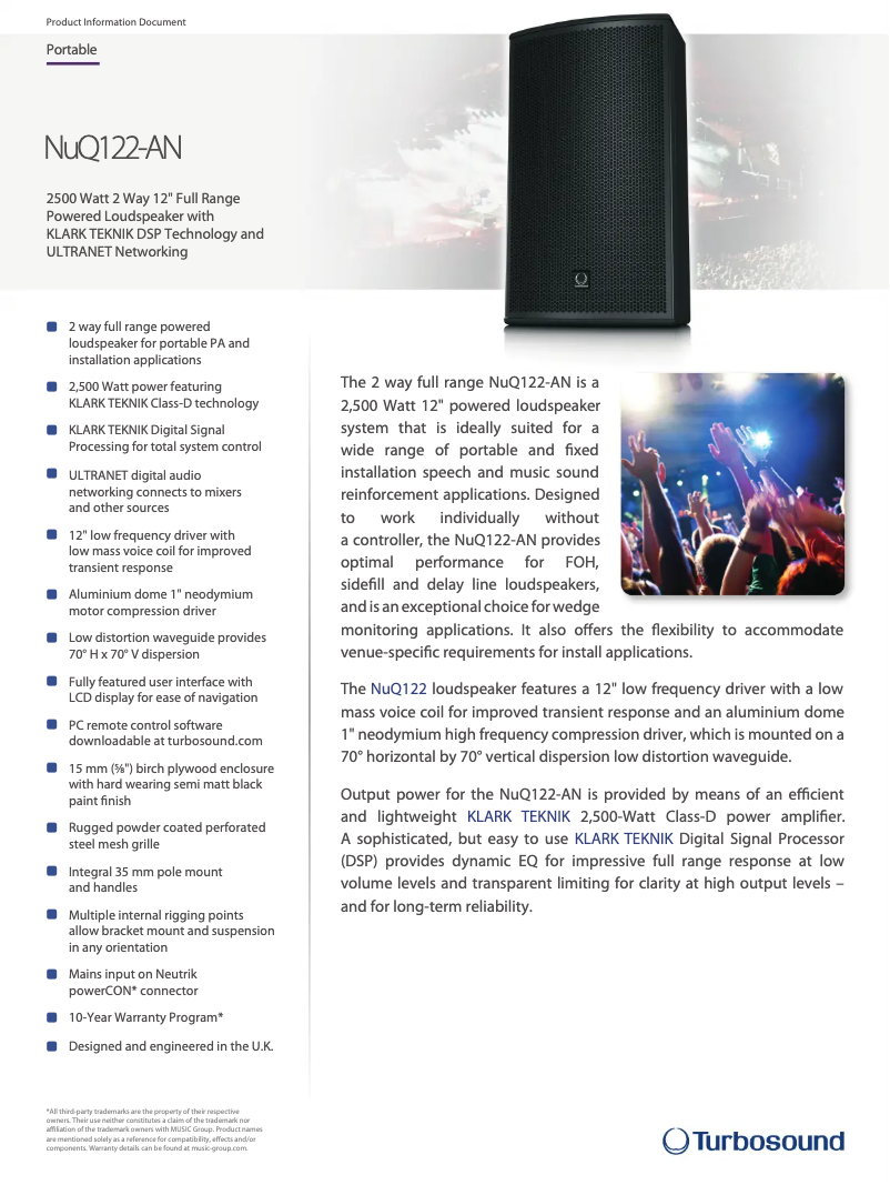 Page n°1 - Fiche technique Turbosound NuQ122-AN