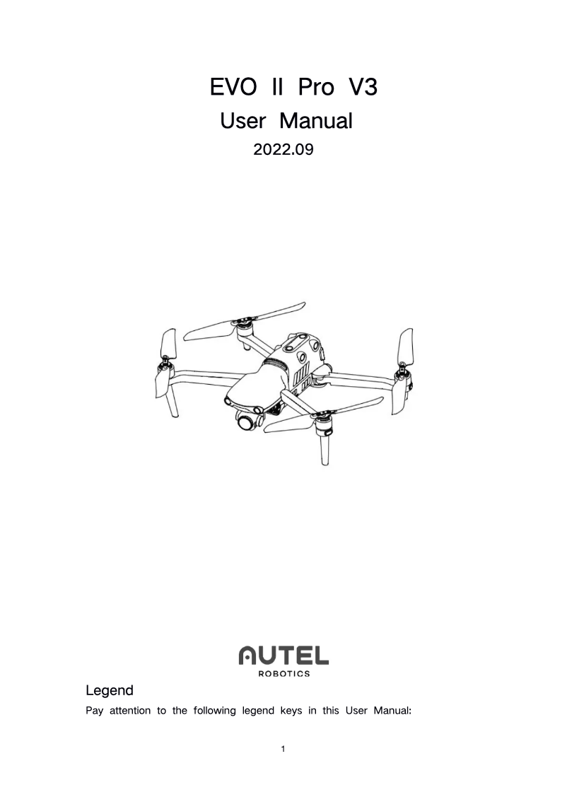 Image de la première page du manuel de l'appareil EVO II Pro V3