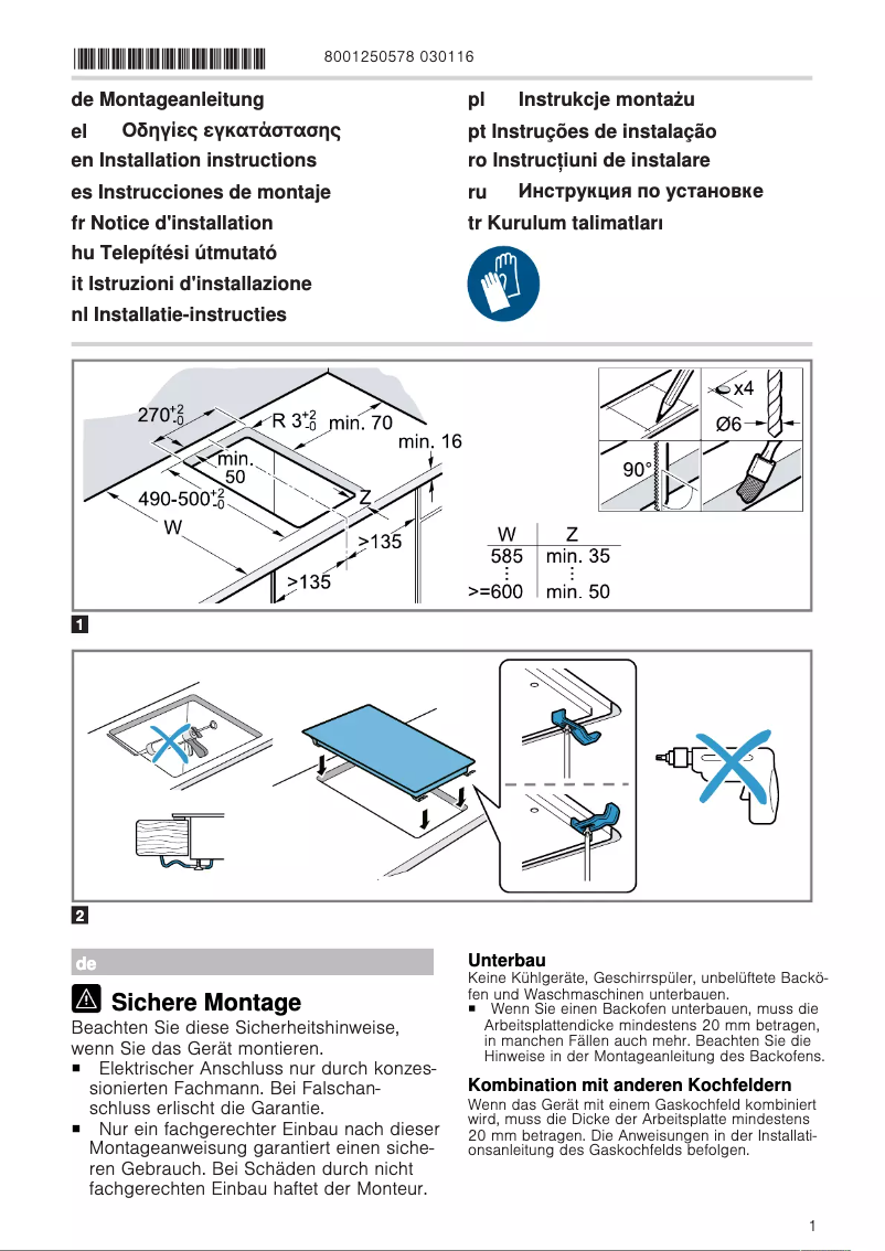 Page 1 de la notice Guide d'installation Siemens ET375CFA1E