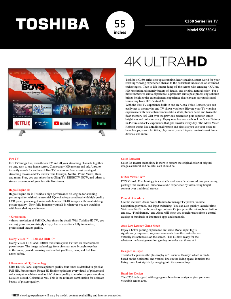 Page n°1 - Manuel utilisateur Toshiba 55C350KU
