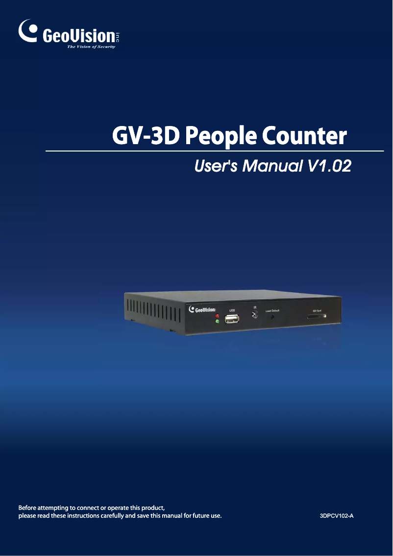 Image de la première page du manuel de l'appareil GV-3D