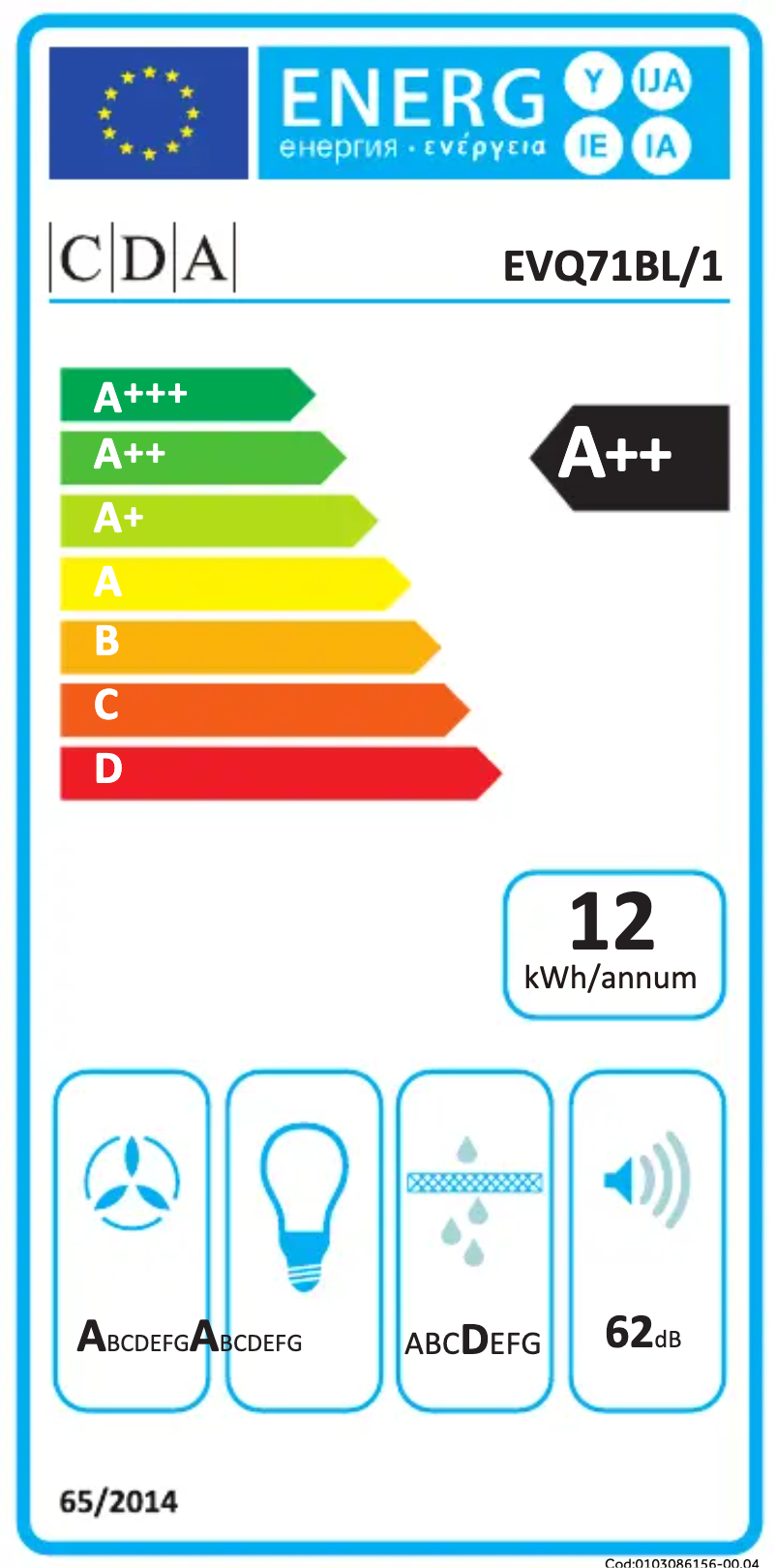 Page n°1 - Label énergétique CDA EVQ71BL