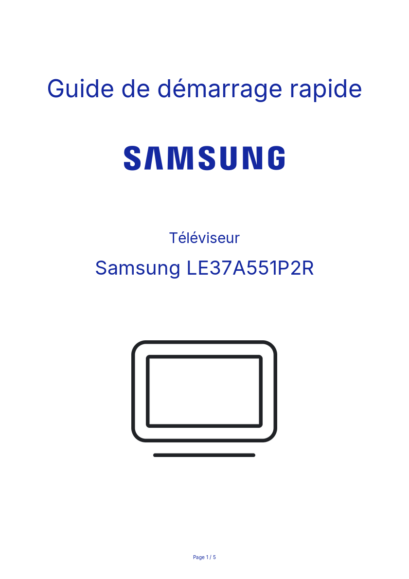 Image de la première page du manuel de l'appareil LE37A551P2R