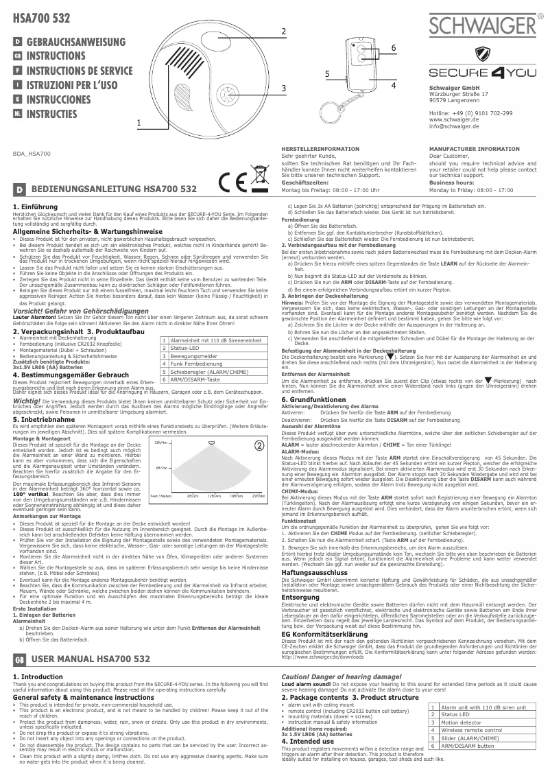 Page 1 de la notice Manuel utilisateur Schwaiger HSA700 532
