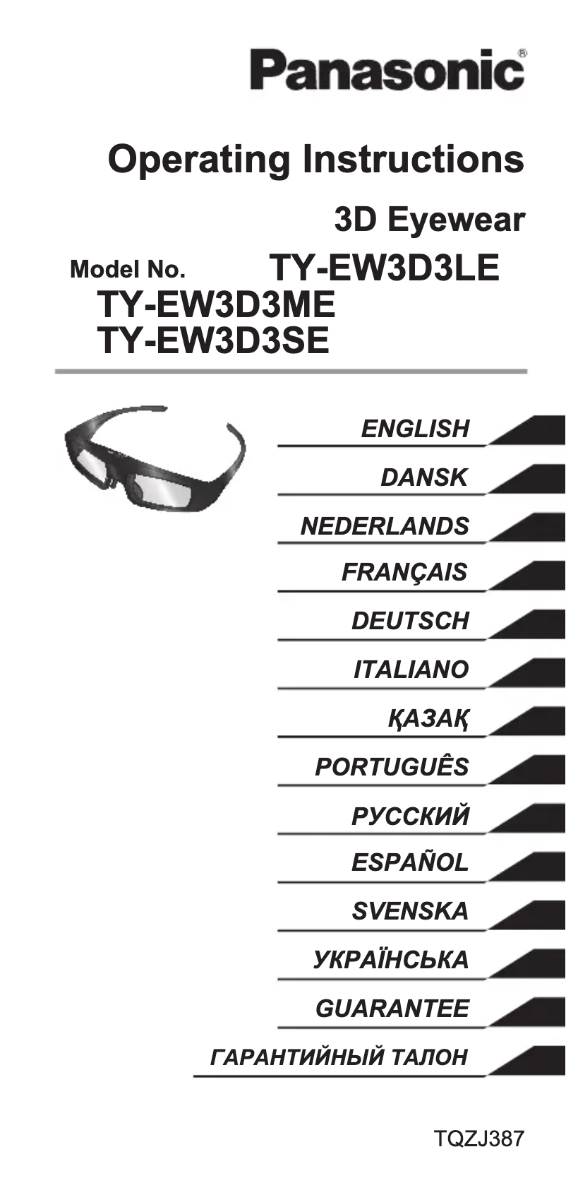 Page 1 de la notice Manuel utilisateur Panasonic TY-EW3D3ME