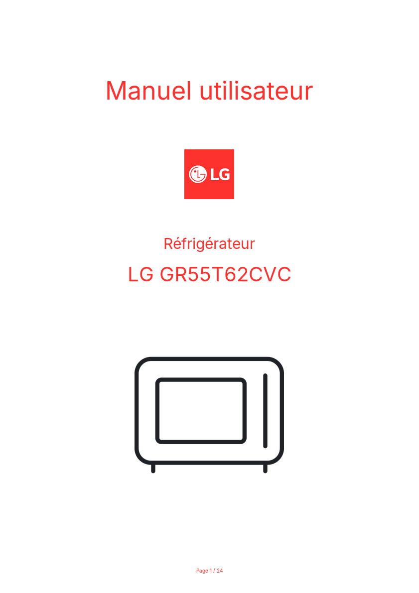 Page n°1 - Manuel utilisateur LG GR55T62CVC