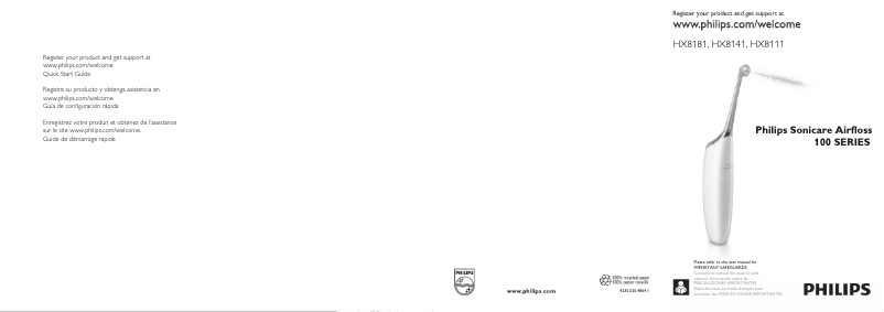 Page 1 de la notice Guide de démarrage rapide Philips Sonicare AirFloss HX8181