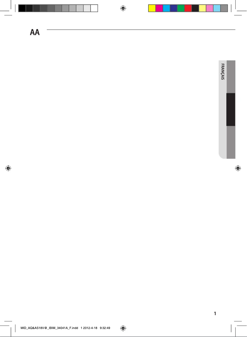 Page 1 de la notice Manuel utilisateur Samsung AQ12VBFN