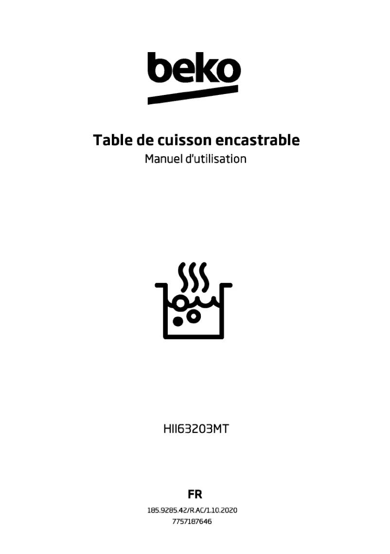 Page 1 de la notice Manuel utilisateur Beko HII63203MT