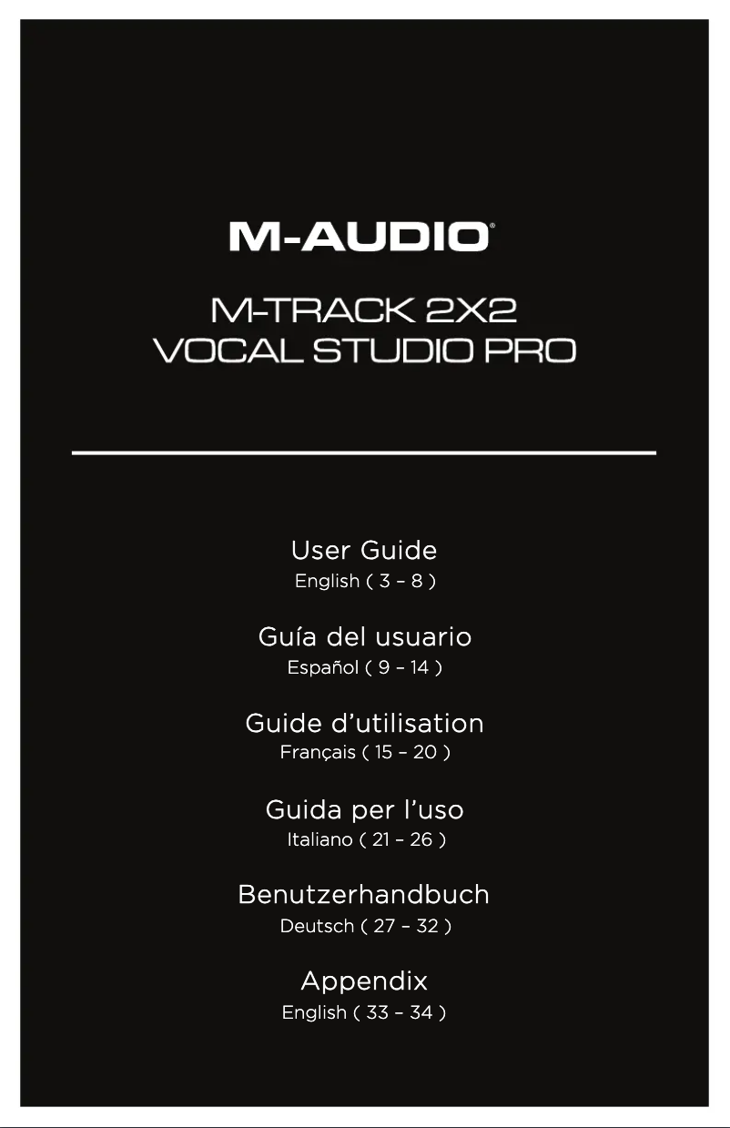 Page 1 de la notice Manuel utilisateur M-Audio M-Track 2X2 Vocal Studio Pro