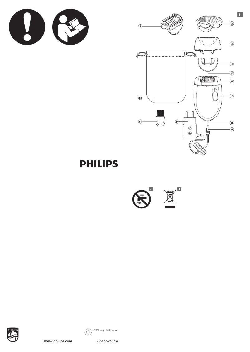 Page 1 de la notice Manuel utilisateur Philips Satinelle Essential HP6421