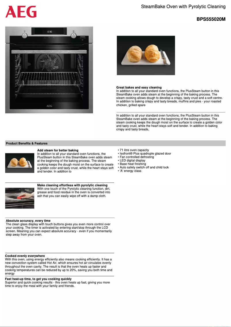 Página 1 del manual Ficha técnica AEG BPS555020M