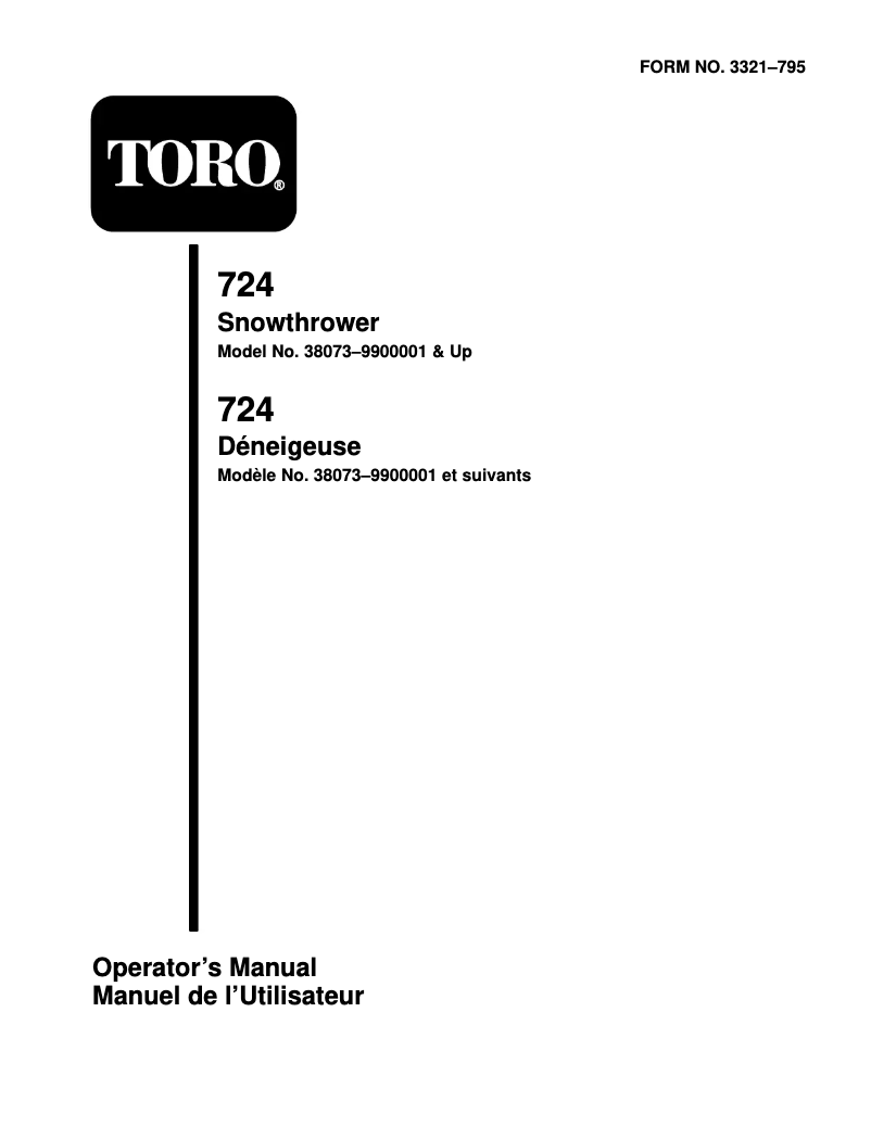 Page n°1 - Manuel utilisateur Toro 38073