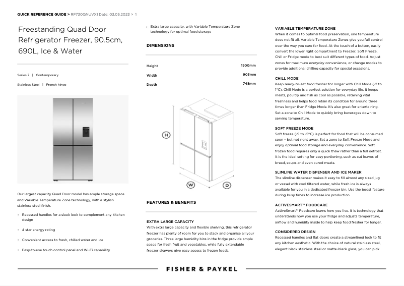 Image de la première page du manuel de l'appareil RF730QNUVX1