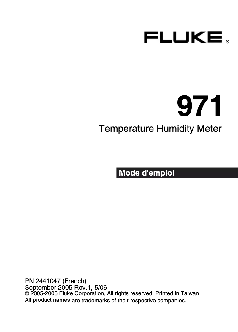 Page 1 de la notice Manuel utilisateur Fluke 971
