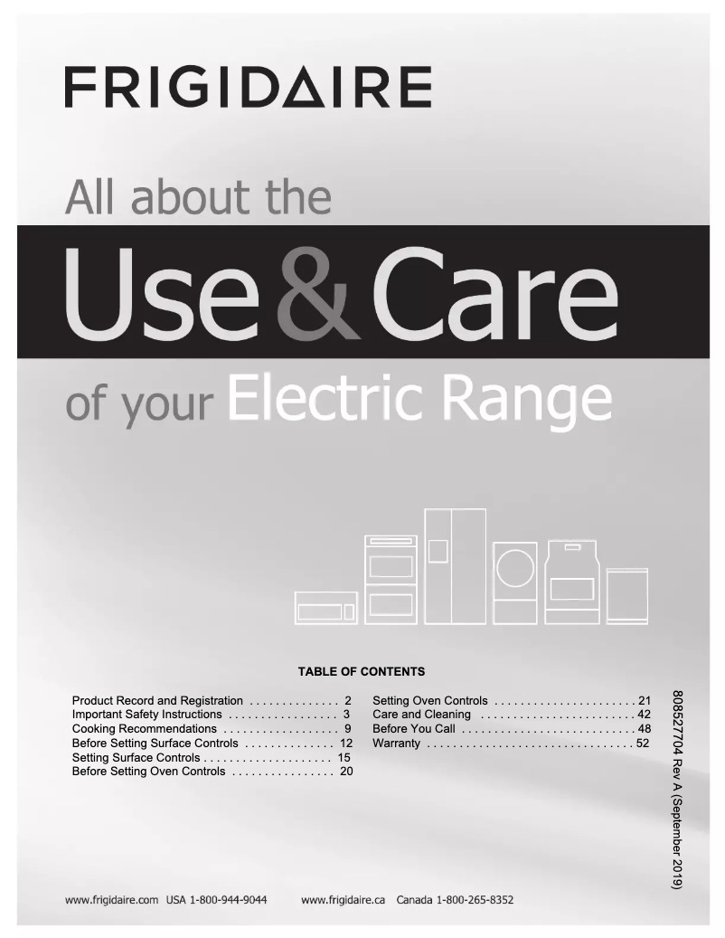 Page n°1 - Manuel utilisateur Frigidaire GCRE3060AD